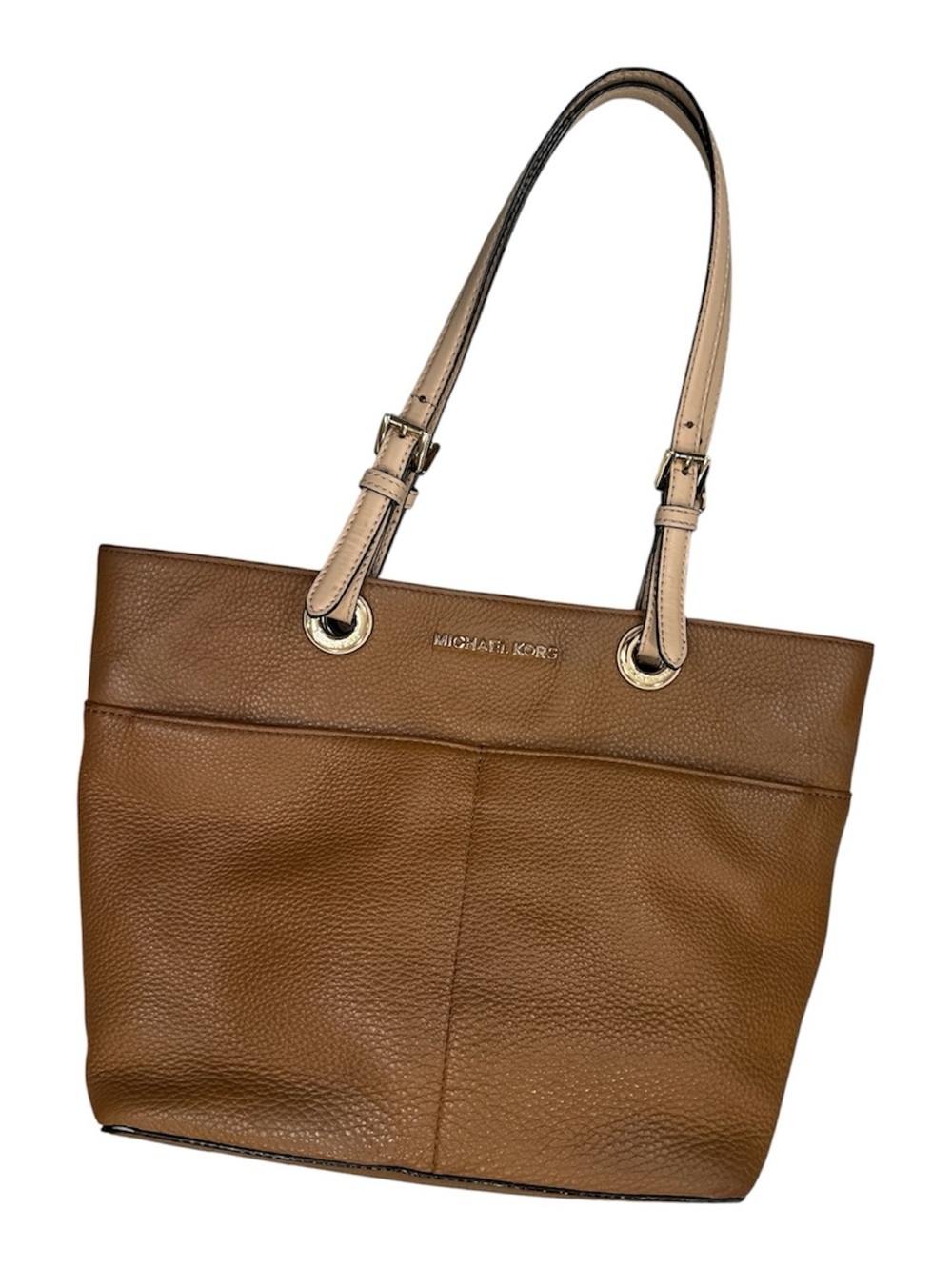 Michael Kors Bedford Medium Pebbled Leather Tote Bag - Tan / Luggage